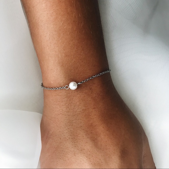 Pearl Silver Bracelet 9” - Picture 6 of 8